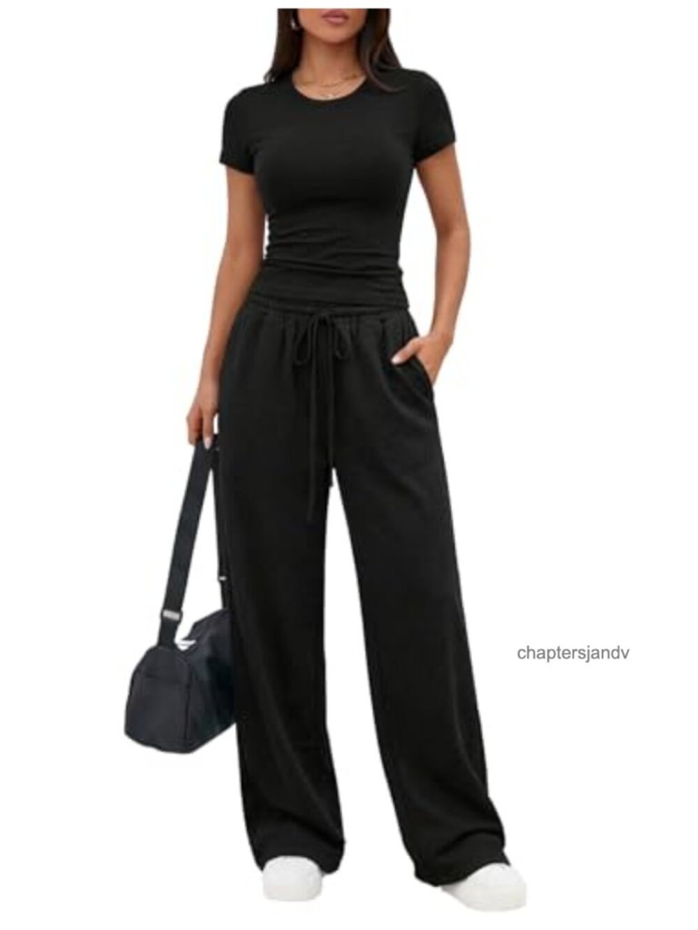 Women's 2 Piece Lounge Set Rayon Spandex Wide Leg Pants Top